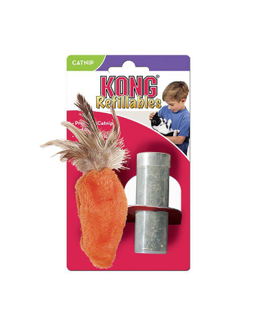 Refillable catnip feather top carrot