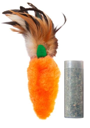 Kong Refillable catnip feather top carrot